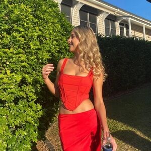 House of cb Red Corset Top